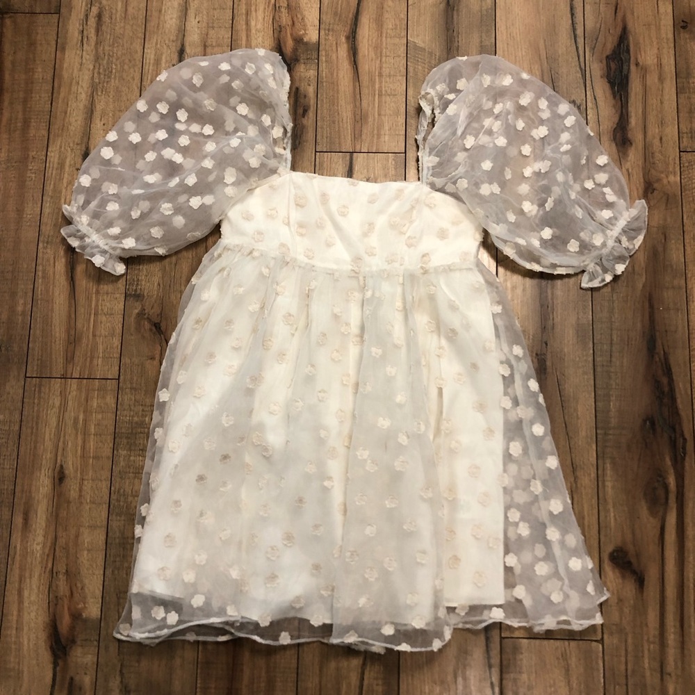 White sheer mini dress